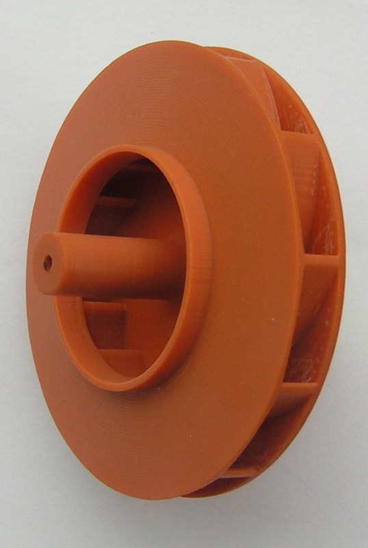 A plastic prototype of fan impeller made by 3D printer.