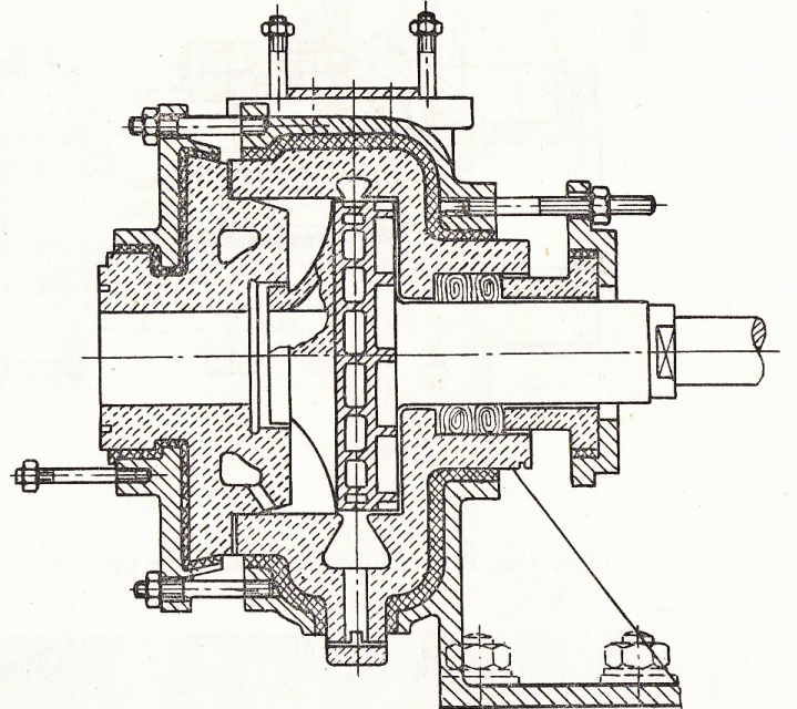 A pump for pumping acids has parts made from stoneware.