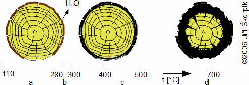 Průběh hoření dřeva