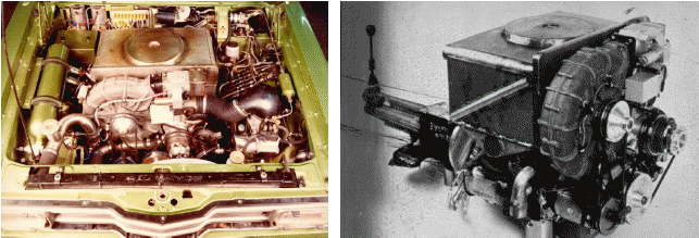 The car Stirling engine and its installation inside personal car Ford Taunus (1974)