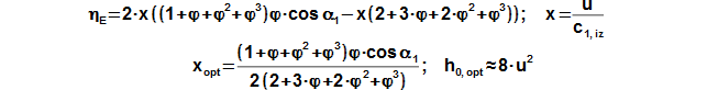 Přibližné optimální parametry Curtisova dvouvěncového stupně.