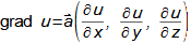 Gradient funkce u = f(x, y, z)